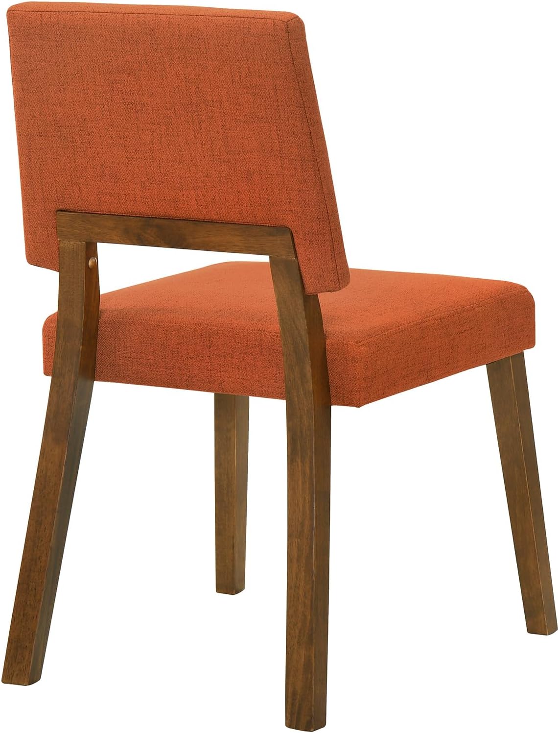 Armen Living Channell Mid Century Modern 5 Piece Walnut Wood Dining Table Set with Orange Fabric