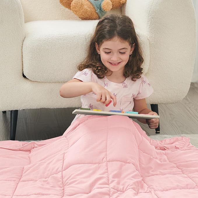 yescool Weighted Blanket (5 lbs, 36" x 48", Pink) Cooling Heavy Blanket for Sleeping Perfect for 40-60 lbs, Breathable Blanket with Premium Glass Bead, Machine Washable