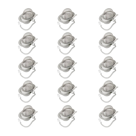 15Pcs Stainless Steel Loose Leaf Tea Steeper, Extra Fine Mesh Tea Ball Infusers Strainers Diffusers for Brewing Leaf Tea Herbal Spices Seasonings
