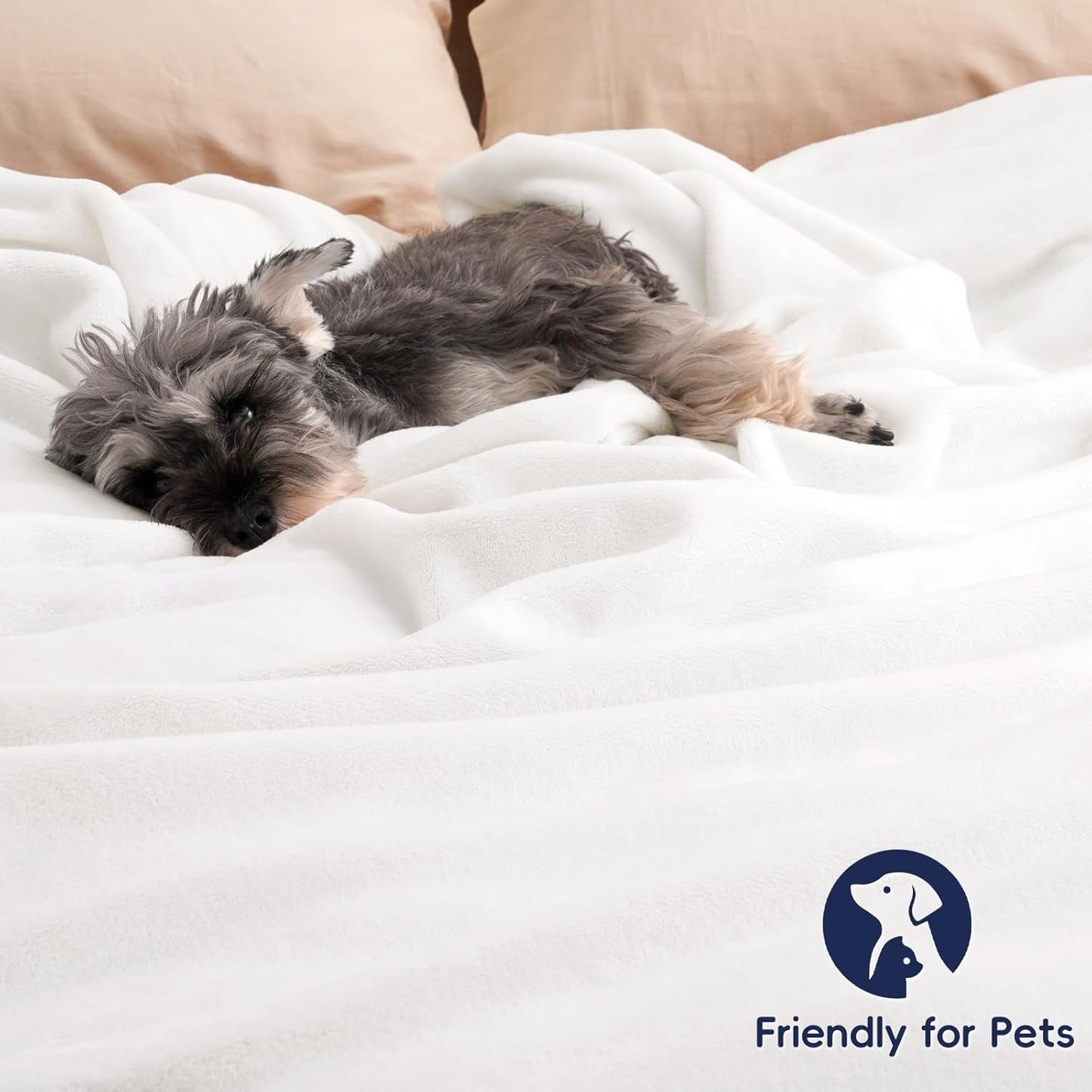 PHF Ultra Soft Fleece Blanket King Size, No Shed No Pilling Luxury Plush Cozy 300GSM Lightweight Blanket for Bed, Couch, Chair, Sofa Suitable for All Season, 108" x 90", White