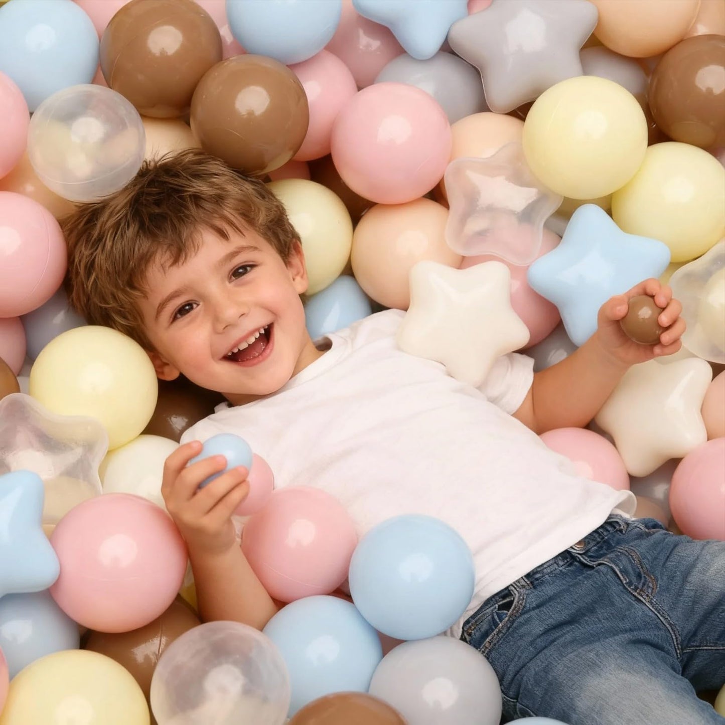 GOGOSO Ball Pits Balls Toddlers 50 100 200 500 Plastics Shape Ball Non-Phthalate Non-BPA Non-Toxic 2.2-Inch Crush Proof Play Balls, Cream Mix,100 Balls
