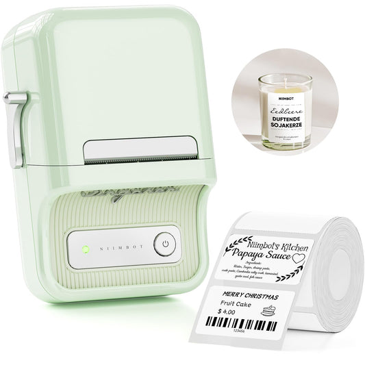 NIIMBOT B21 Label Printer,Bluetooth Thermal Label Maker,Ideal for Home Organization,Business,Ofice,50x30mm Labels(Mint Green)