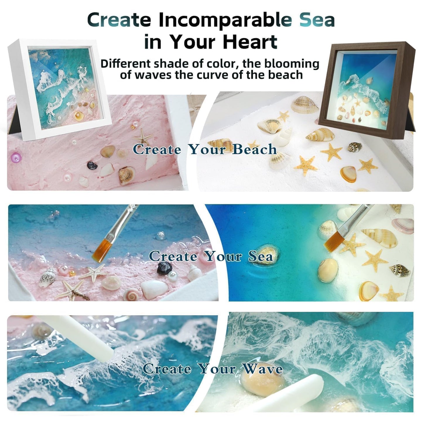 iland UV Resin Kit of Sea Crafts for Teens Creative Adults Arts and Crafts for Women Fun Beach Crafting Kit DIY Summer Costal Decor Project Set Artist Gifts for Teen Girls Fun Crafty Gifts for Mother