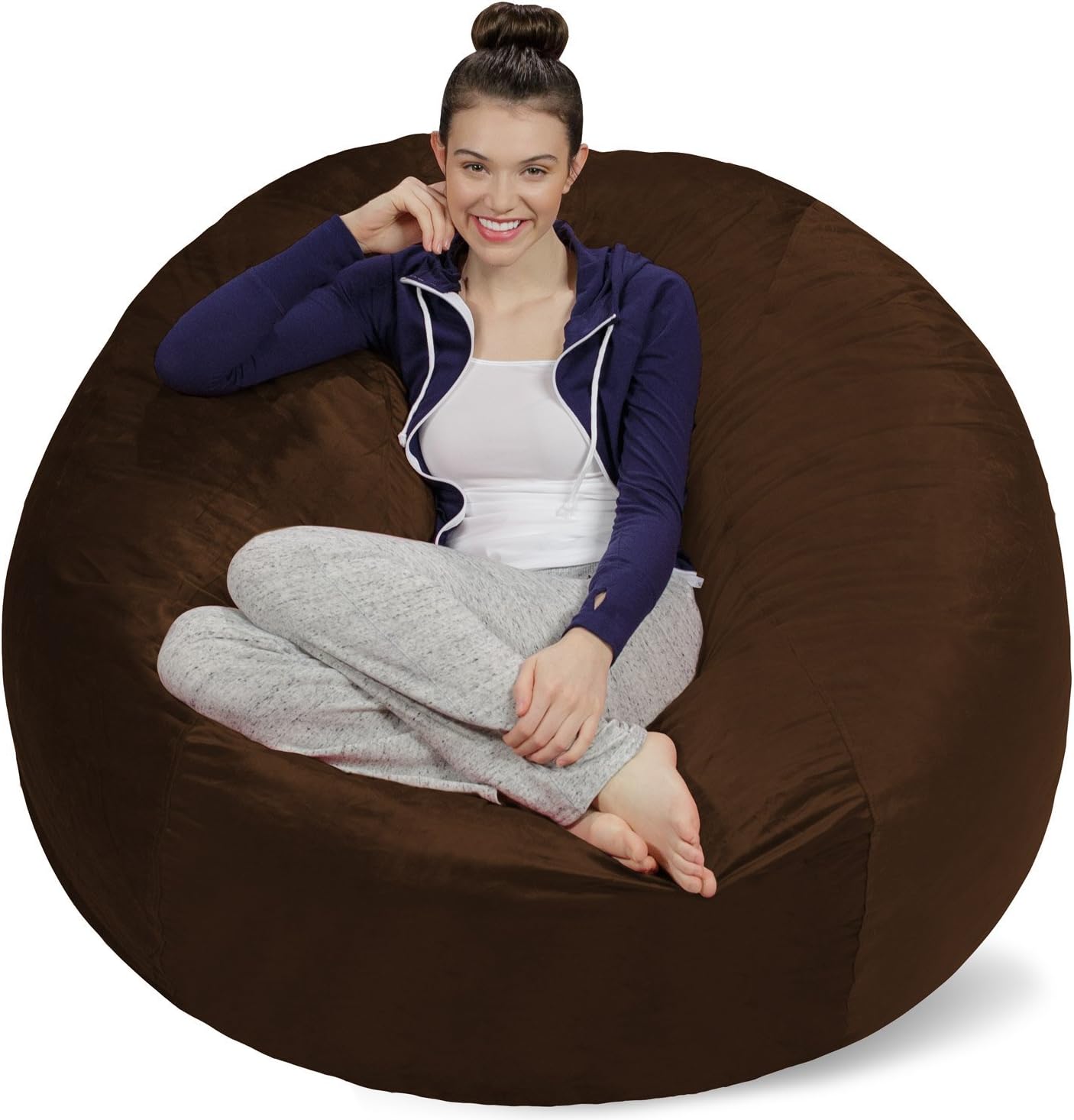 Sofa Sack Bean Bag Chair - Plush, Ultra Soft - Memory Foam Bean Bag Chair with Microsuede Cover - Stuffed Foam Filled Furniture and Accessories for Dorm Room 5 Feet - Chocolate