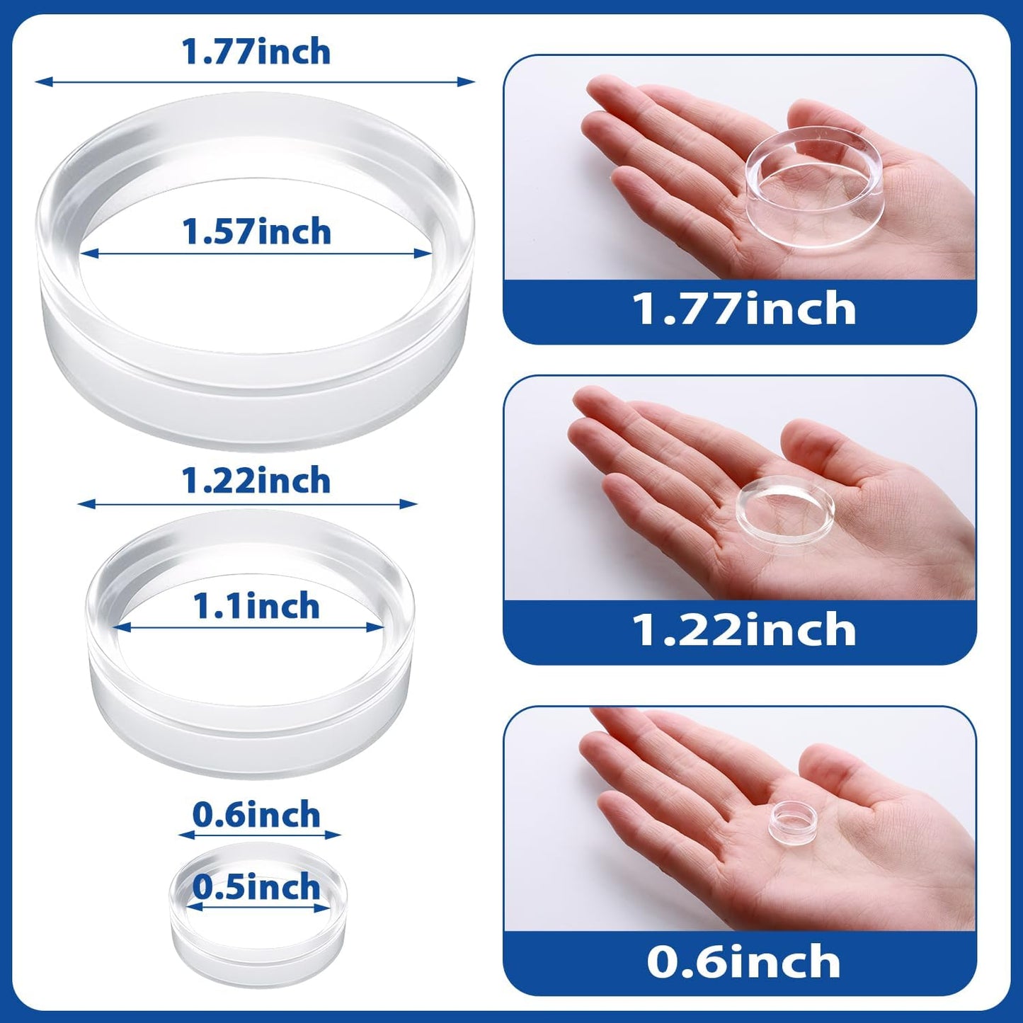 Wyn-MART 30 Pcs Ring Golf Ball Display Case 1.22 Inches Clear Baseball Holder Golf Ball Holder Small Baseball Acrylic Stands Round Ring Stand Acrylic Display Stands for Small Balls, Egg, Spheres