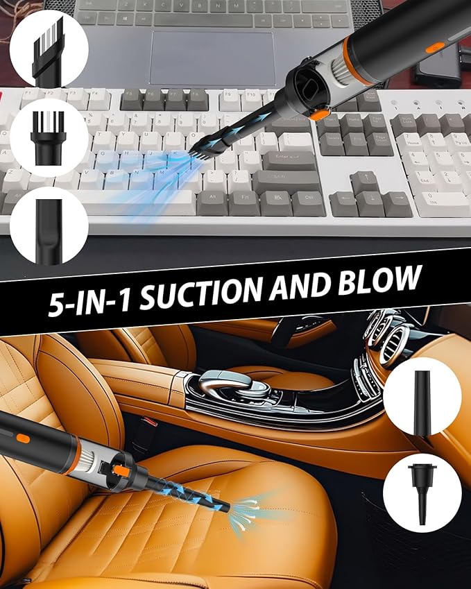 Handheld Vacuum Cordless, 19000Pa High Power Suction & Blower 2 in 1 Mini Portable Car Vacuum Cleaner for Home, Car, Office Desk, Keyboards
