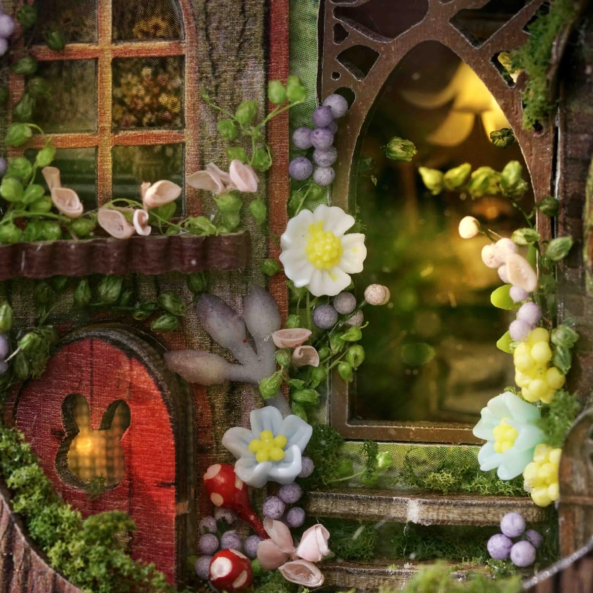 ESTUSR DIY Miniature Dollhouse Kits - Wooden Mini Model House with LED Lights, Tiny Furniture & Accessories – Craft Building Kits for Teens & Adults (Forest Wonderland) – Birthday Valentine's Gift