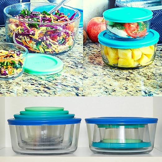Lids for Pyrex and Anchor Round Glass Containers (4-Cups, Green-4PK)