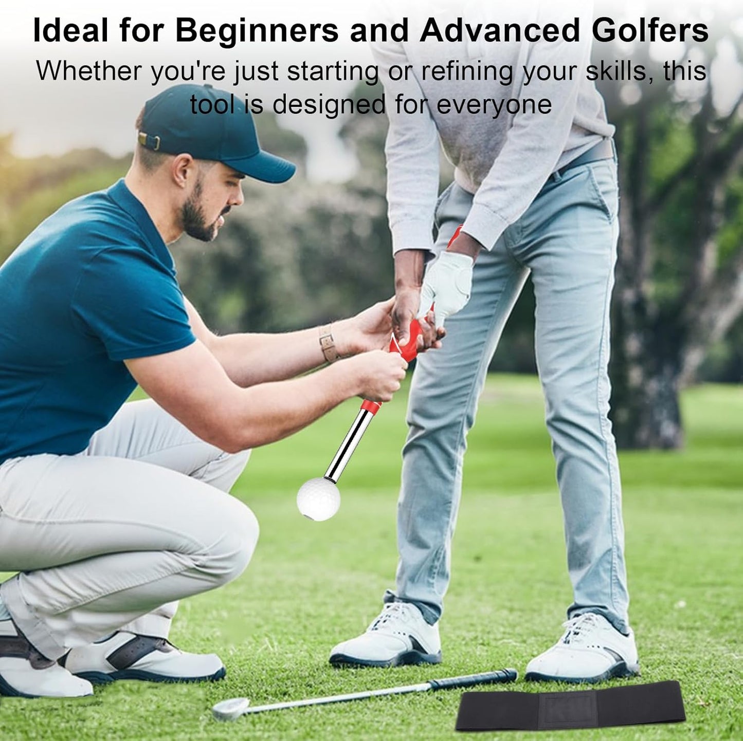 Golf Training Aids, Golf Grip Training Aid Swing Trainer with 1 Arm Posture Correction Band and 1 Telescopic Golf Simulator, Golf Practice Accessories Perfect for Beginners and Pros