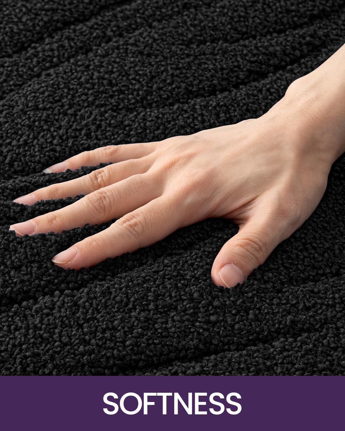 DEXI Bathroom Rugs 24x36, Extra Soft Absorbent Bath Mat, Non Slip Bathmat for Bathroom Floor, Machine Washable Rugs for Shower Floor, Black