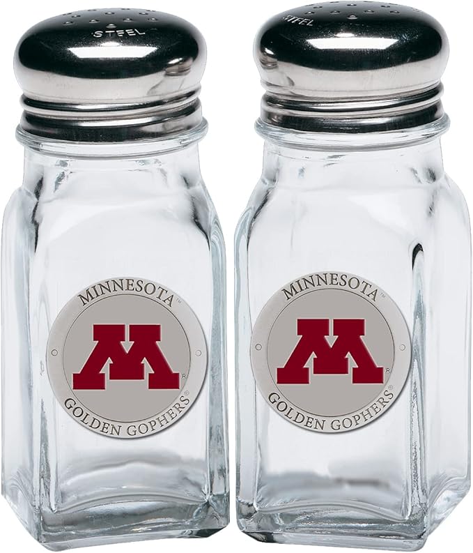 Heritage Pewter Minnesota Salt and Pepper Shaker Set of 2 Bottles | Expertly Crafted Pewter Glass