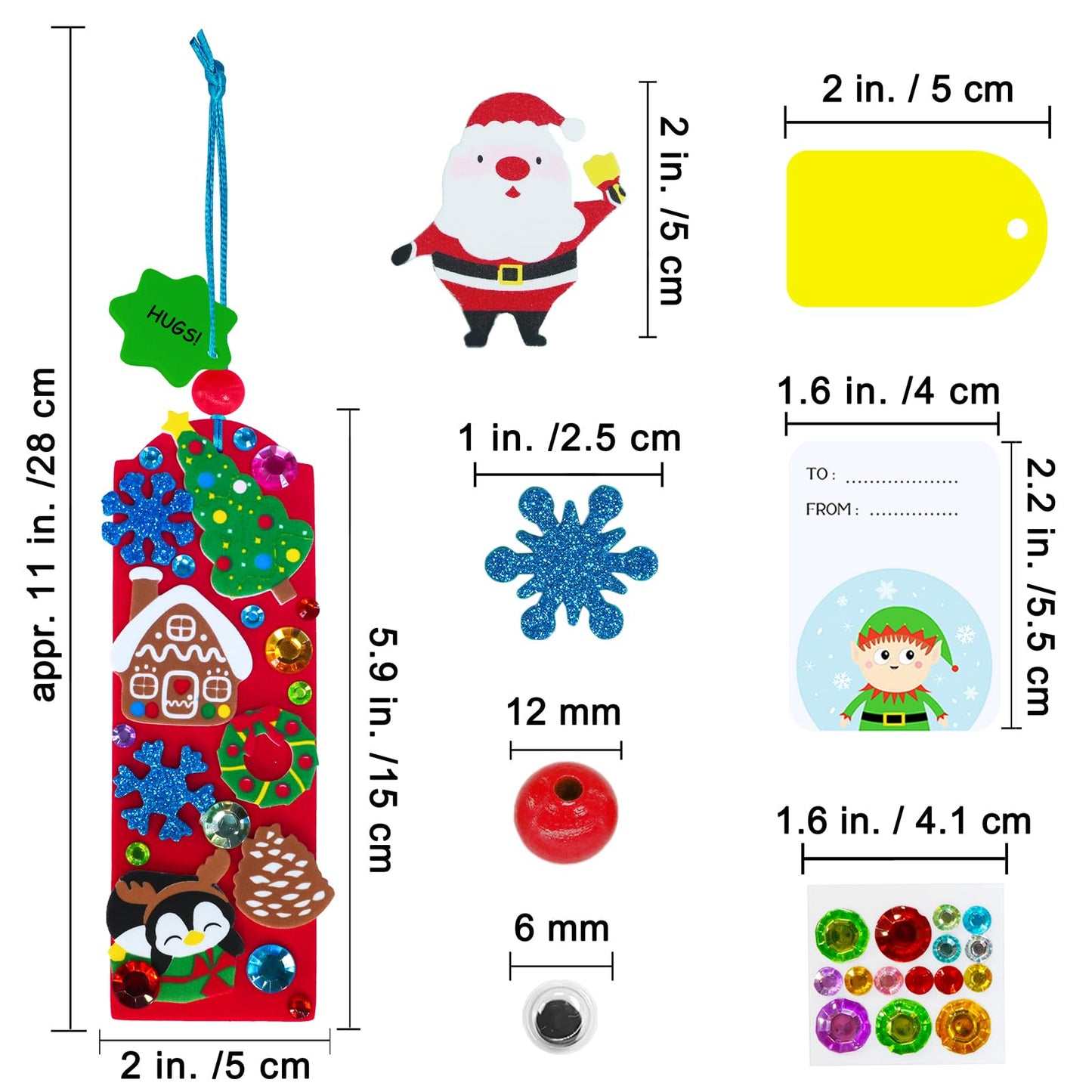 Winlyn 36 Sets Christmas Craft Kits Winter Crafts DIY Holiday Bookmark Ornaments Decorations Art Sets Festive Snowmen Reindeer Foam Stickers Arts and Crafts for Kids Classroom Activities Party Favors