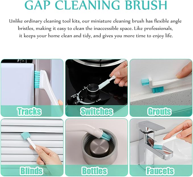 Household Cleaning Brush with Groove Crevice Scrubber and Bottle Cleaner Lightweight with Hanging for Kitchen Bathroom Window Track and Floor Cleaning Tools