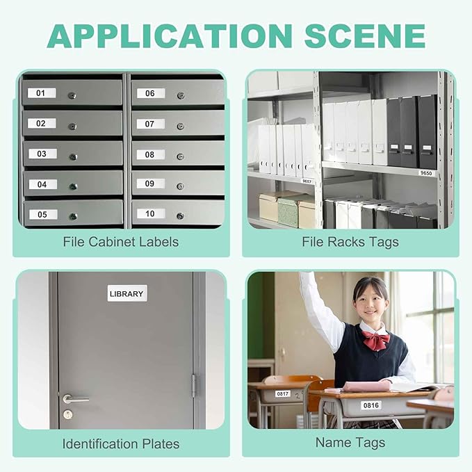 MECCANIXITY 8 Pcs Magnetic Label, 4.72" × 1.57" × 0.06" Magnetic Name Tags Label Sticker with Blank Paper Card for Shelf Labeling White Board Garage Home Warehouse
