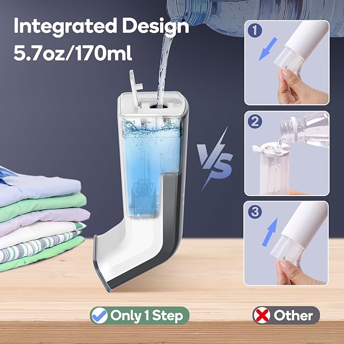 Travel steamer for clothes,100V-240V for global traveling,book-size integrated design,compack steamer & iron 2 In 1 for clothes mini 1.2lbs,small clothes steamer handheld for home,office(Panda colors)