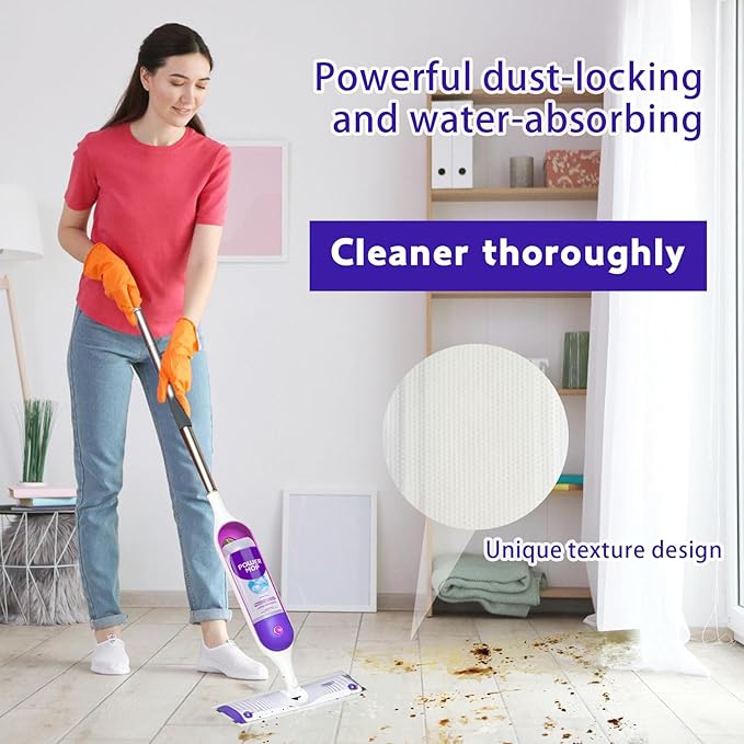 12 Count Disposable Mop Pads for Swiffer WetJet Spray Mop/Power Mop,for Bona Mop, Powerful Stain Removal Effortlessly Cleans Hardwood, Tile and Laminate Floors