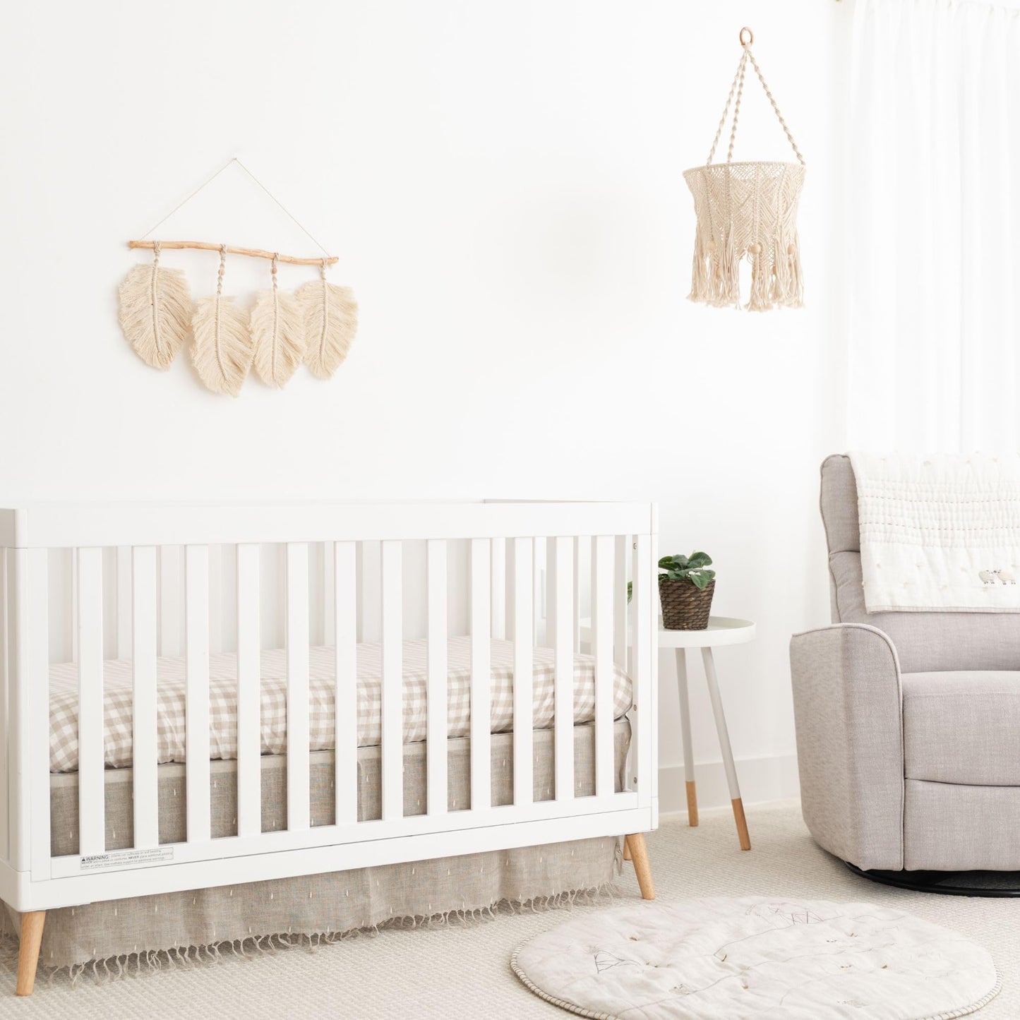Crane Baby Macrame Ceiling Hanging, Charlie Farmhouse Nursery Mobile, Boho Baby Mobile for Crib, Baby Room Decor, Gender Neutral Nursery Decor, Handmade Decor for Baby Room