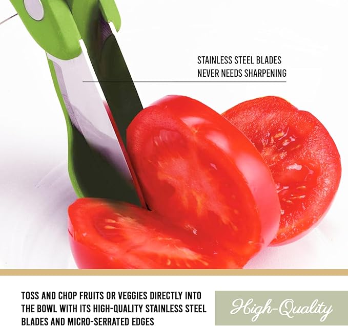 Trudeau Toss and Chop Salad Tongs, Stainless Steel - Multi-Function Salad Servers for Easy Tossing, Chopping, and Mixing - Durable and Ergonomic Design for Kitchen Use