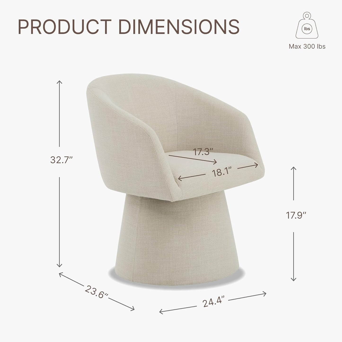 Swivel Dining Chairs Modern Accent Armchair Side Deskchair for Diningroom Vanity Bedroom Livingroom Reading Room,Linen,2 Box