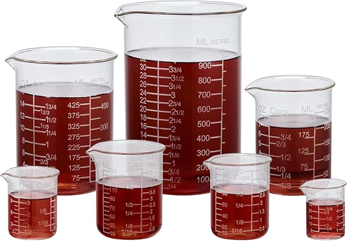 Ackers Etching Scale Glass Measuring Cup Set, Includes 1-Cup(8OZ),2-Cup(16OZ), and 4-Cup(32OZ) Liquid Measuring Cups, Dishwasher, Freezer, Microwave, and Preheated Oven Safe, Essential Kitchen Tools