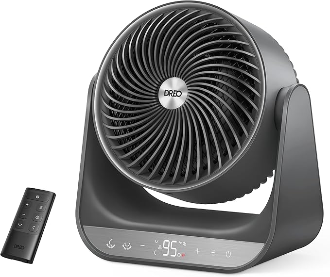 DREO 60° Vertical & 90° Horizontal 3D Oscillating Heating, 12 ft/s Long-Range Circulator, 3 Heat & 3 Fan Settings, Space Heaters for Indoor Use, Bedroom, Office, Grey