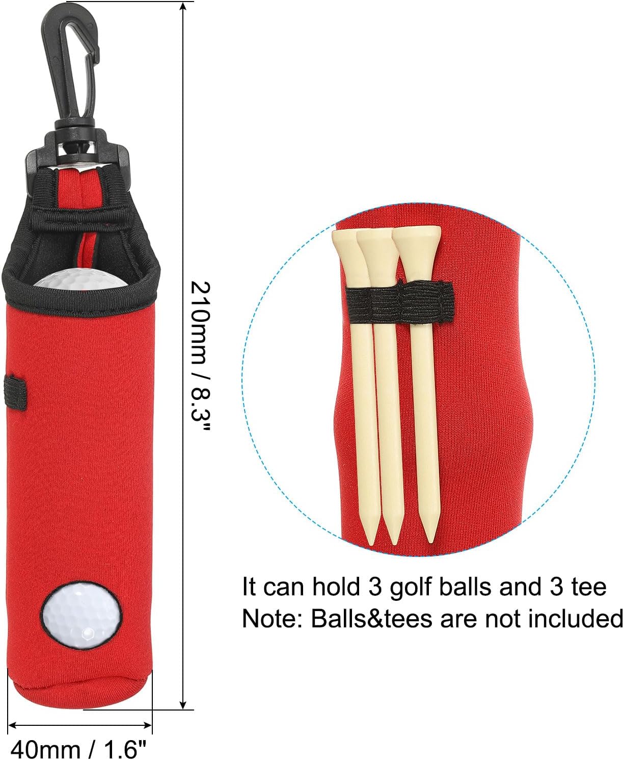 PATIKIL Golf Ball Carry Bag, Golf Tee Holder Pouch Portable Neoprene Golf Ball Holder with Clip for Men and Women Storage Gifts