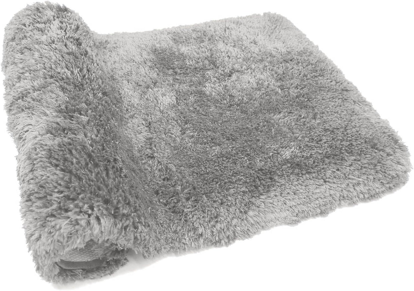FIFU Bathroom Rugs 17" W x 24" L, Bath Mat for Bathroom, Bedroom, Laundry Room & Kitchen, Non-Slip Rubber Latex Backing, Extra Soft and Absorbent Microfiber Carpet, Machine Washable Rug, Silver Gray