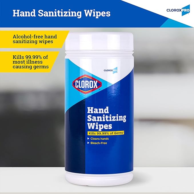 CLOROX Pro Hand Wipes in Resealable Canister - Alcohol Free Travel Wipes for Hands with BZK, 100 Count