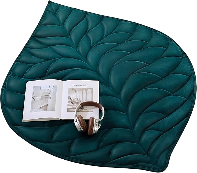 Weighted Lap Blanket 5 lbs 41"×53" Luxury Soft Small Weighted Lap Pad for Adults,Portable Travel Leaf Weighted Throw Blanket for Relaxation, All-Season Use and Machine Washable Deep Green