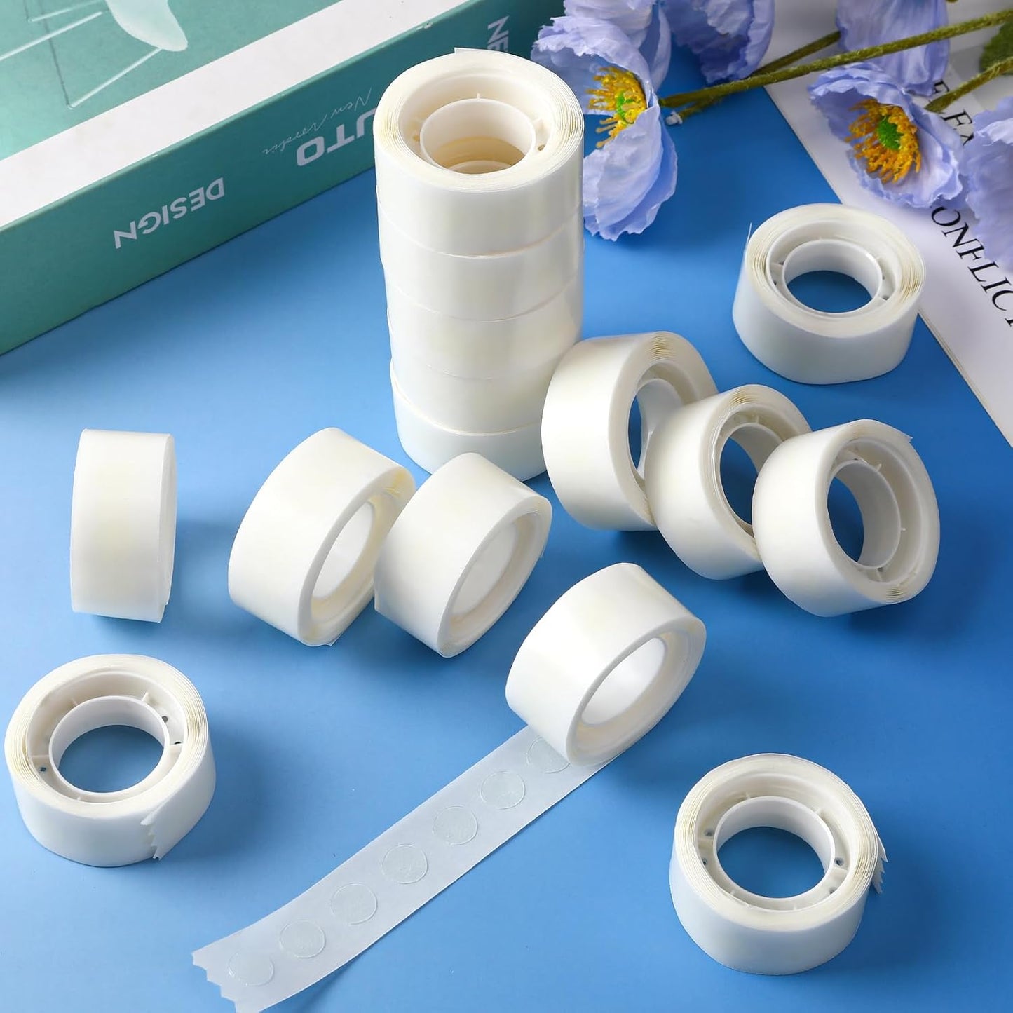 UPINS Glue Points Dots, 1500Pcs Balloon Glue Adhesive Dots, Double Sided Removable, 10mm