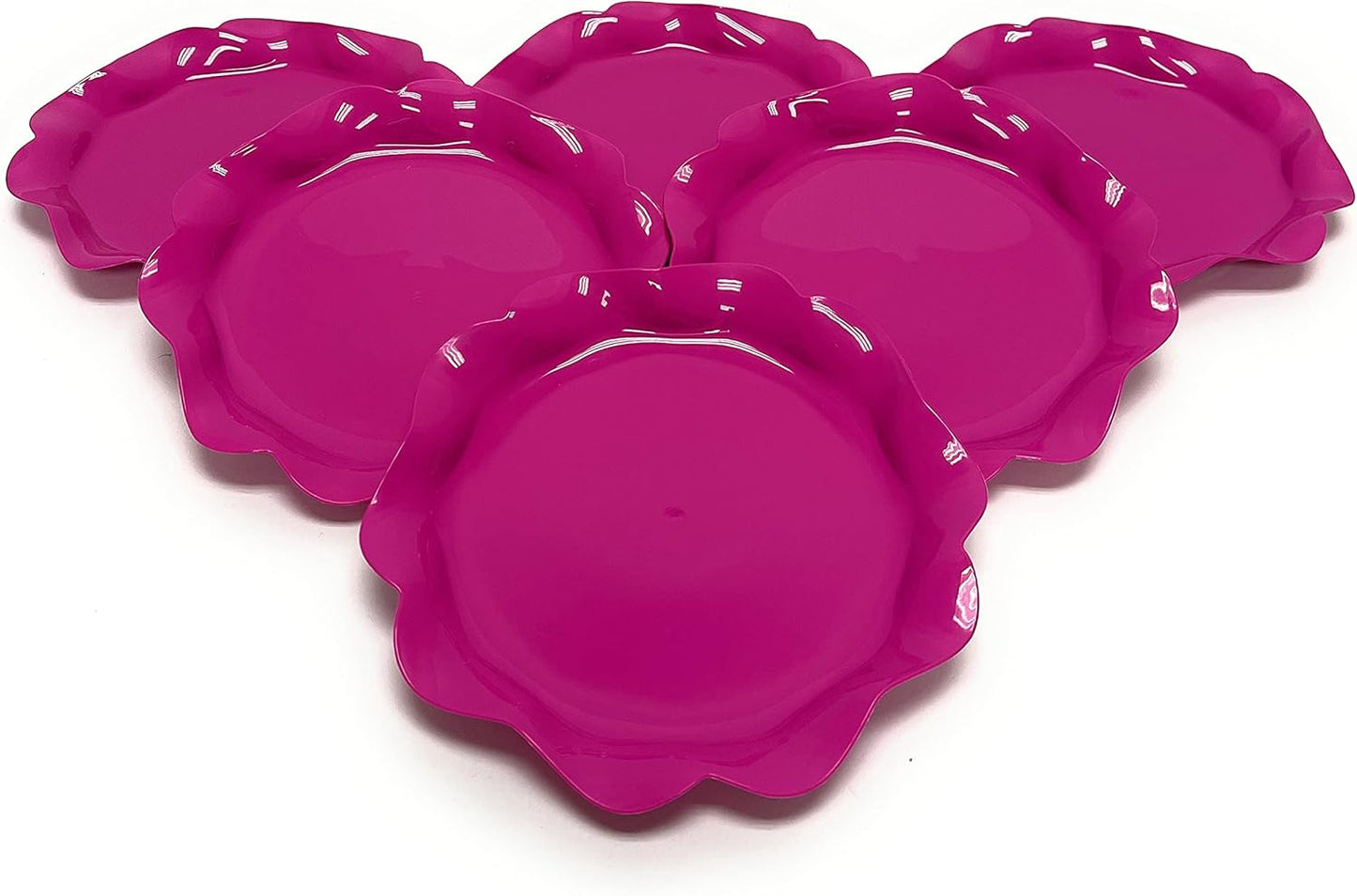 Mintra Home Reusable Bowls and Plates 6pk - Lotus Collection (Fuchsia, Plate 6pk - (7.5inW))