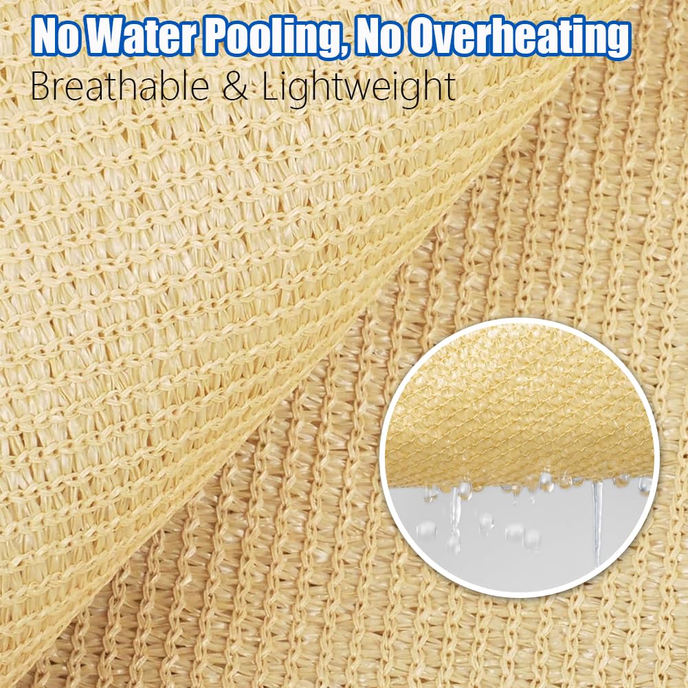 NINXANG Sun Shade Sail Sand Yellow Rectangle 16FTx20FT Permeable Garden Canopy for Outdoor Patio Backyard and Deck Sun Protection Fabric with Fade and Tear Resistance