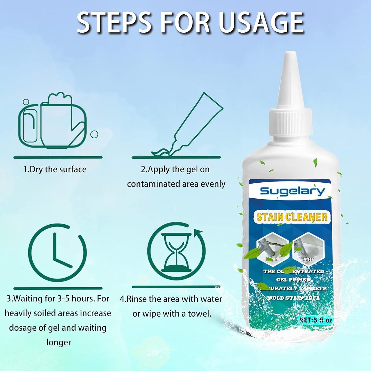 Sugelary Home Remover Gel, Household Washing Machine Cleaner for Washing Machine, Refrigerator Strips, Grout Cleaner Best for Home Sink, Kitchen, Showers (2Pack)