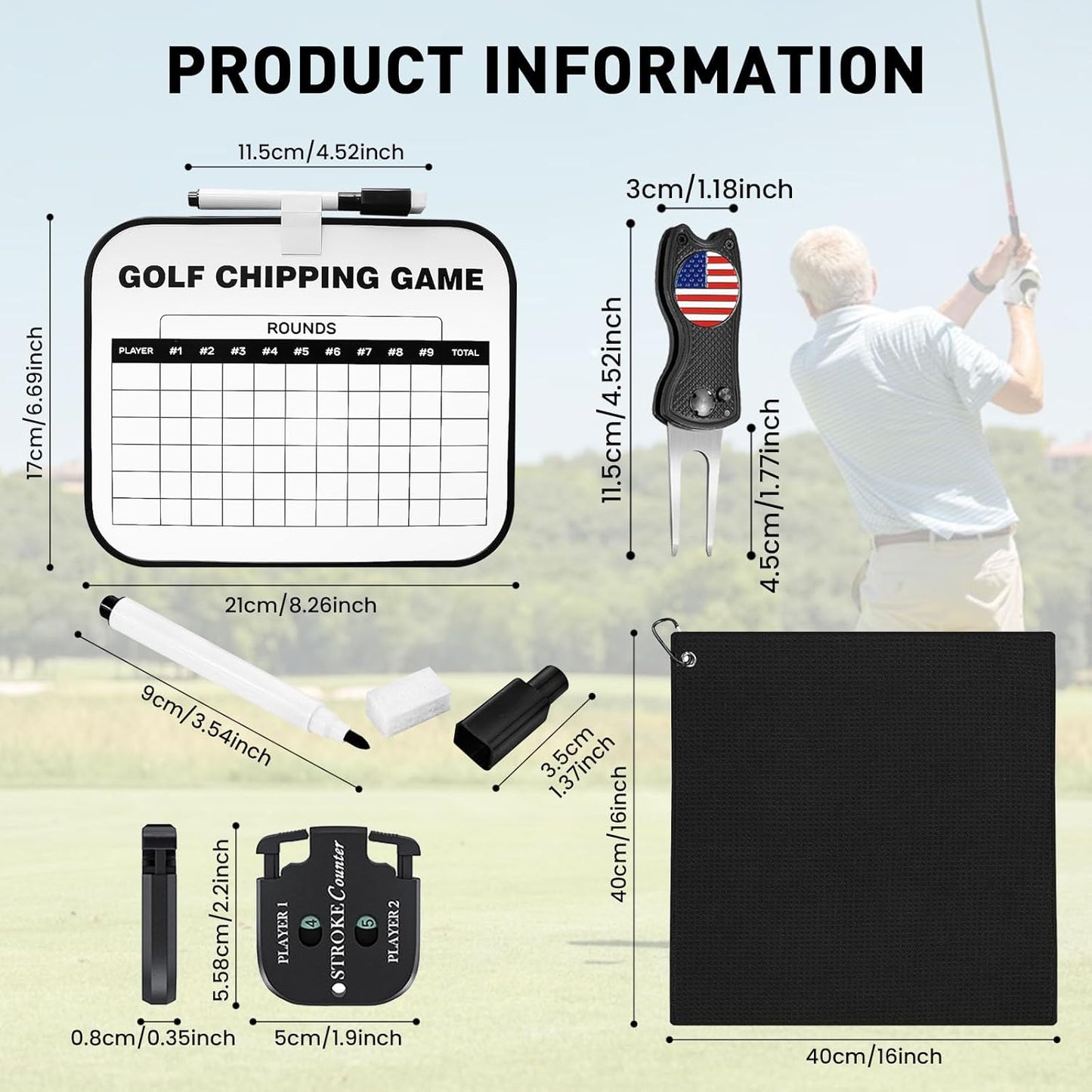 Golf Scorecard Board Erasable with 1 Free Pen, Plastic Write on Whiteboard Dry Erase Score Card Holder Accessories Gift for Men Women Golfer