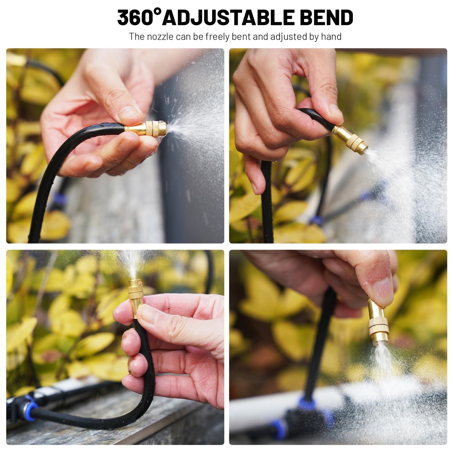 Thiswing 360° Adjustable Drip Irrigation System - 50 FT Garden Watering System with 16 Nozzles, Raised Bed Sprinkler Irrigation System, Garden Mister for Yard, Lawn, Plants, 5/16" Tubing