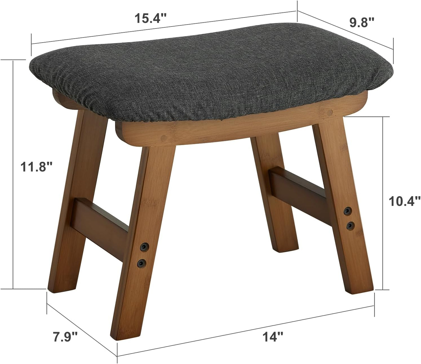 Foot Stool Ottoman Foot Rest Under Desk,Small Stool for Living Room, Bedroom and Kitchen (Brown Legs - Gray Stool Surface)