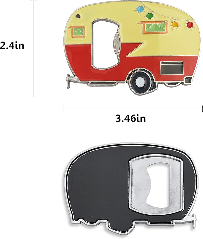 Magnetic Bottle Opener with Cap Catcher, 2 Pack, RV Camper Bottle Opener, Zinc Alloy, Blue&Yellow