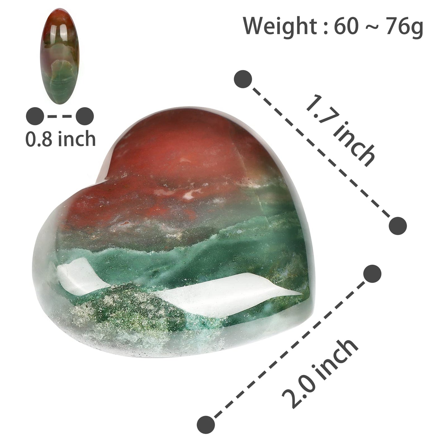 Artistone Ocean Jasper Crystal Heart Gemstone Healing Crystals Natural Heart Shaped Love Stones Carved Palm Worry Stone Chakra Energy Balancing Meditation Good Luck Christmas Decorations 2inch