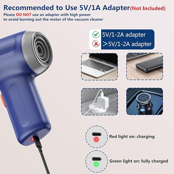 Fanisic Car Vacuum Handheld Vacuum Cleaner/Air Duster, 15000PA Strong Suction with Brushless Motor, Rechargeable Dust Buster/Hand Pump Low Noise for Car Detailing Home Office Cleaning
