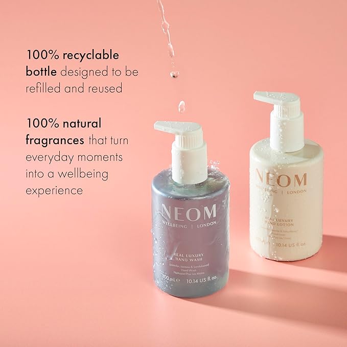 Neom Real Luxury Hand Wash Refill, 600ml I 24 essential oils, including lavender, jasmine and sandalwood I 100% recyclable 600ml refill pouch I Cleanse, Soften and Replenish