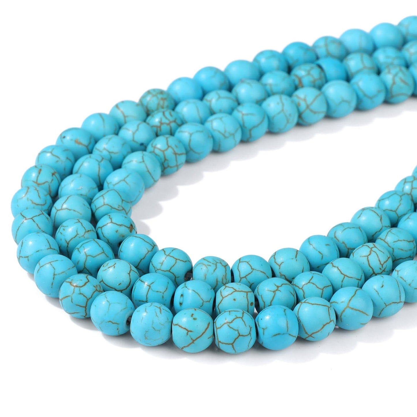 Risyfjew 50PCS 8mm Natural Turquoise Beads Gemstone Round Loose Beads for Jewelry Making Chakra Crystal Stone Beads for Bracelets Necklace Earrings Making Supplies (50pcs/Strand)