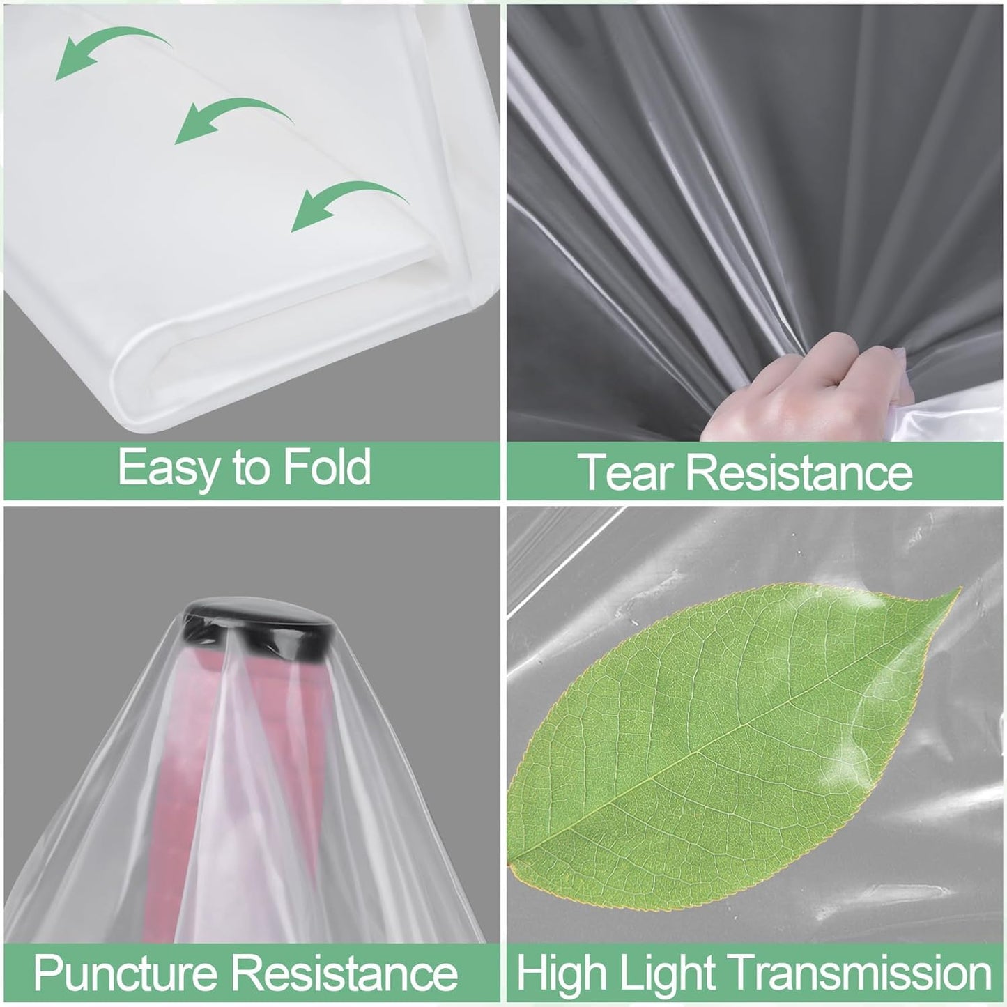 10 x 50 FT Clear Greenhouse Plastic Sheeting, 6 Mil Polyethylene Film Heavy Duty, Water Sun Frost Wind Dust Resistant Winter Hoop House Toughness Plastic Cover for Farming, Gardening, Agriculture, DIY