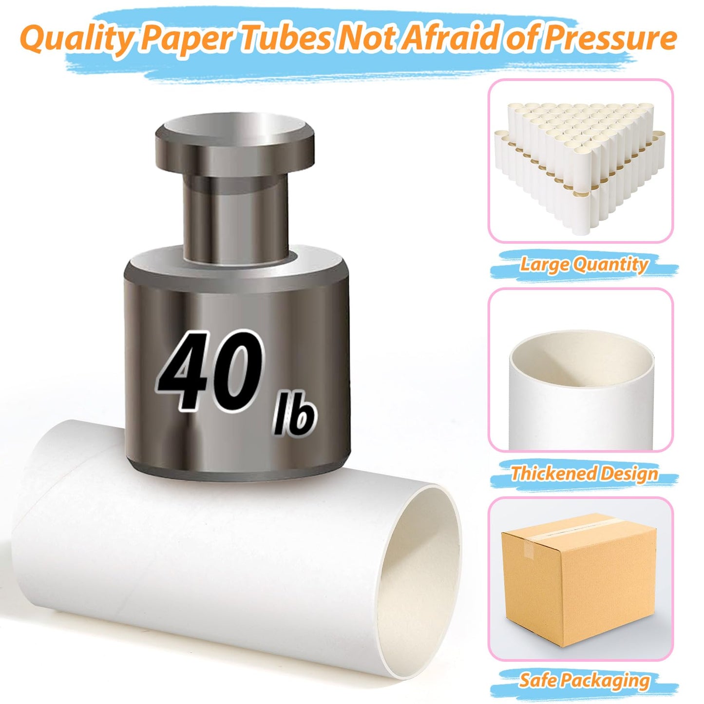 MAPVOLUT 120 Pieces Cardboard Tubes for Crafts, White Kraft Toilet Paper Rolls for Crafts - 1.5 x 3.4 Inches Strong And Pressure-Resistant Tubes for Craft Supplies, Family DIY Art