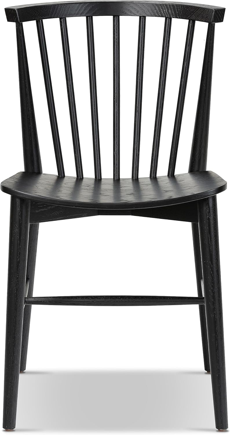 POLY & BARK Ligna Dining Chair Oak – Mid-Century Inspired Chair with Sculpted Spindle Back – Solid American Walnut Frame and Engineered Wood Veneered Seat – Fully Assembled and Ready to Use