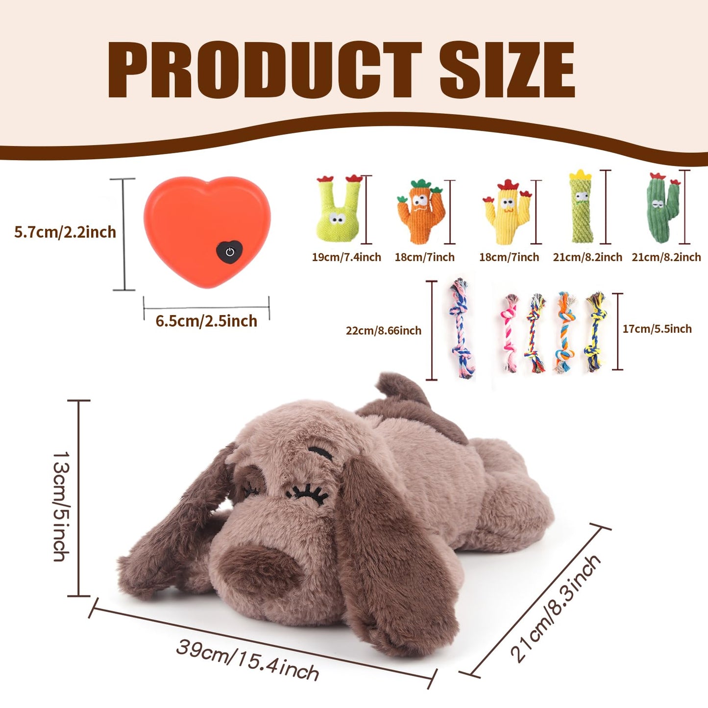 BEVERLYSHARK Heartbeat Puppy Toy Dog Anxiety Relief Calming Aid Heartbeat Stuffed Animal Behavioral Training and Sleep Aid Comfort Dog Toy Crate Training Heartbeat Dog Toy for Small Medium Large Dogs