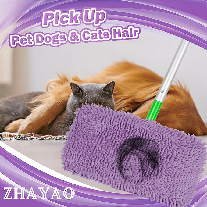 6Pcs Reusable Microfiber Mop Pads Compatible with Swiffer Sweeper Mop, Wet and Dry Flat mop Cover, Replacement Sweeping Mopping pad Refills for Surface/Hardwood Floor Cleaning