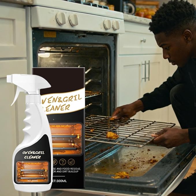 Oven Cleaner, 300ml Degrease Cleaner, Heavy Duty Degreaser with Fast-Acting Formula, Kitchen Cleaning Solution with Easy Spray, for Homeowners Busy Families Renters To Remove Grease Stain Oil From