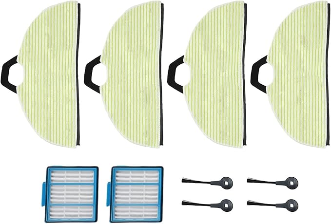 Side Brush, and Mop Pads Set, Compatible with For Shark RV2001WD, RV2002WD, AV2001WD, Robot Vacuum, Microfiber, Cleaning Pads, Reusable, for Shark Robot Vacuum Cleaner Accessories