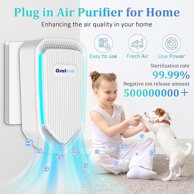 6Pack Air Ionizer for Home Negative Ion Air Purifier Plug In, Quiet Air Freshener for Home, Mini Portable Filterless Air Cleaner for Bedroom,Bathroom, Office