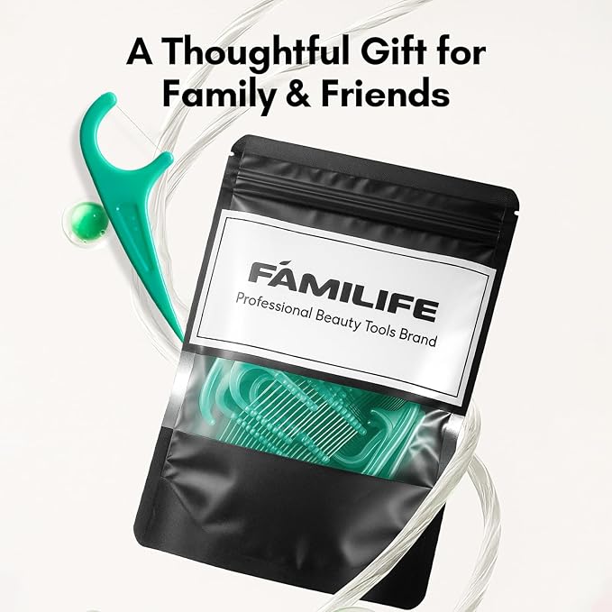 FAMILIFE Floss Picks 90 Count Mint Flavor, Dental Floss Picks for Adults & Kids, Strong Thread Flossers & Tooth Picks Flossers for Daily Oral Care Travel Floss Bag